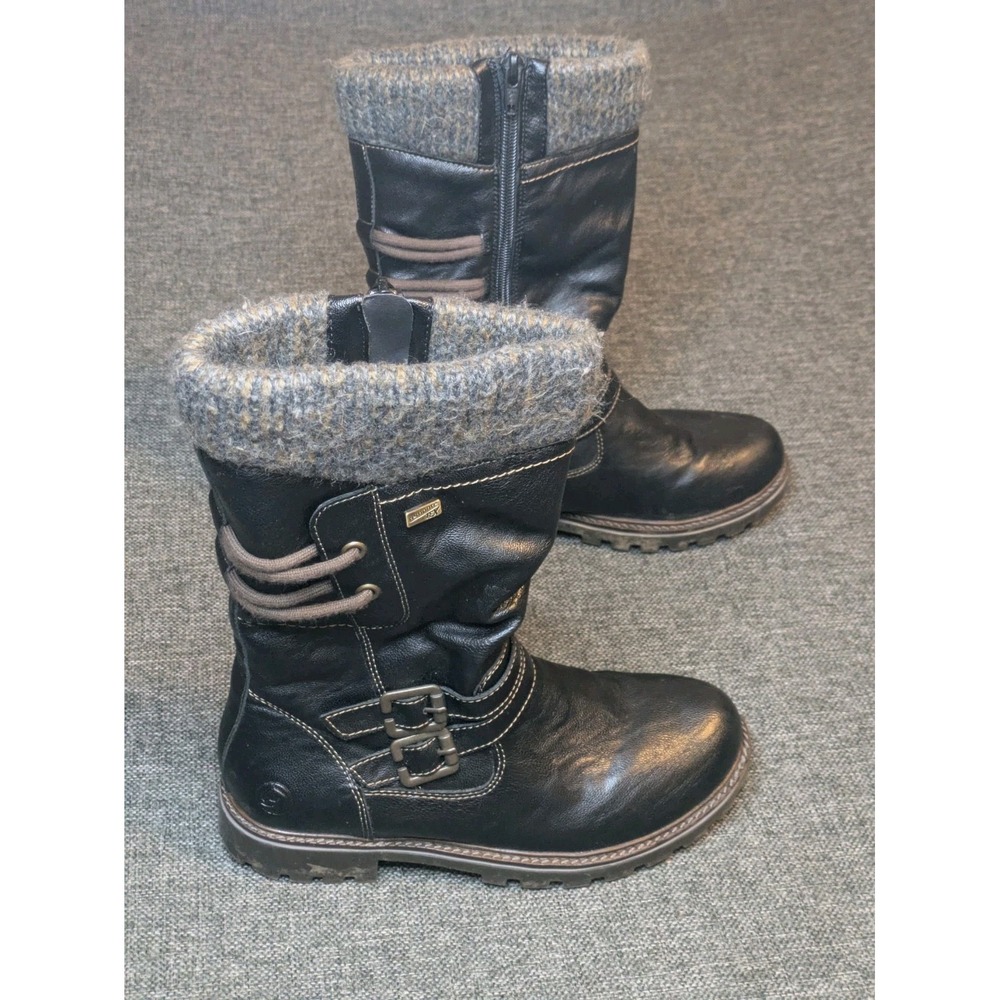 Remonte Women's D8478-01 Samira Black Waterproof Zipper Mid-Calf Boots, Sz 6 US